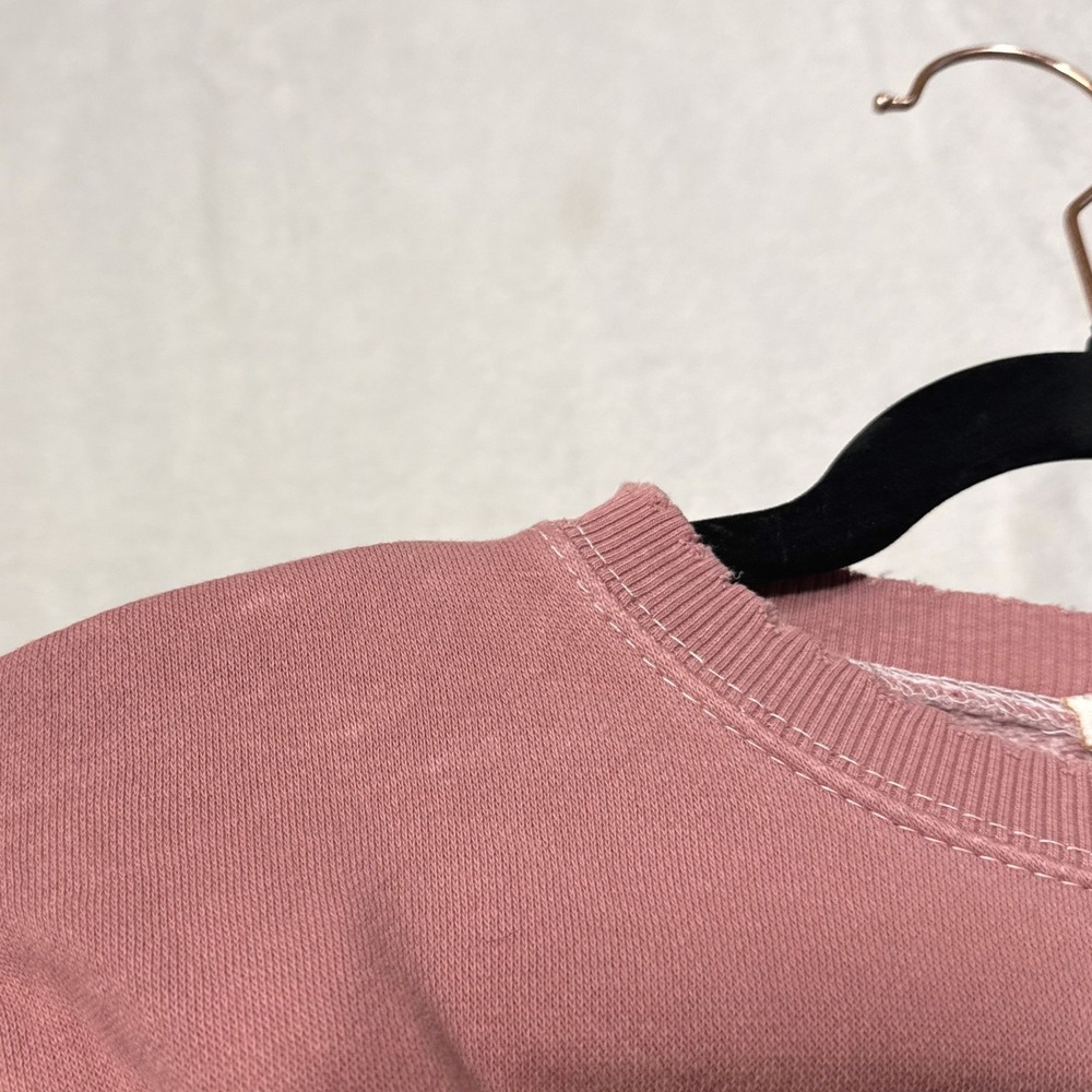 John Galt S Sweatshirt Pastel Pink Distressed Crewneck Pullover Comfy Oversized - Picture 4 of 5